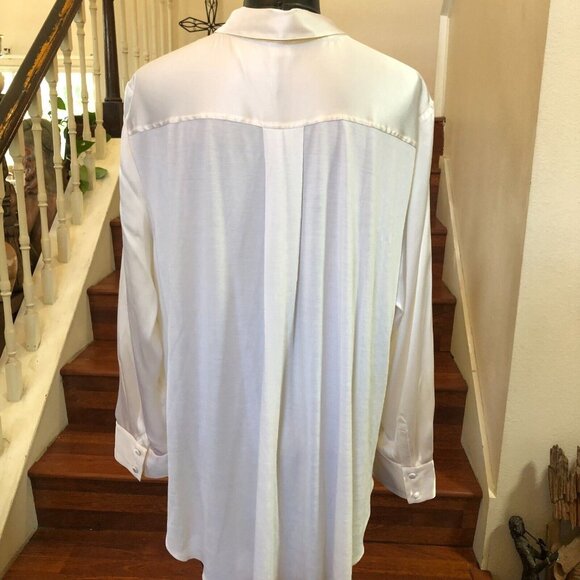 Chico's Black Label Ivory Silk Blend Blouse Long Sleeve Collared Desc. for Size - Picture 2 of 7
